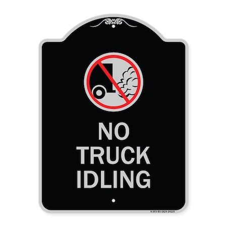 Signmission Driveway No Truck Idling W/ Graphic Heavy-Gauge Aluminum Sign, 24" x 18", BS-1824-24125 A-DES-BS-1824-24125